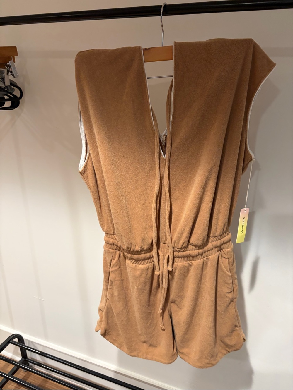 summersalt Camel Tan Terry Drawstring Romper NWT